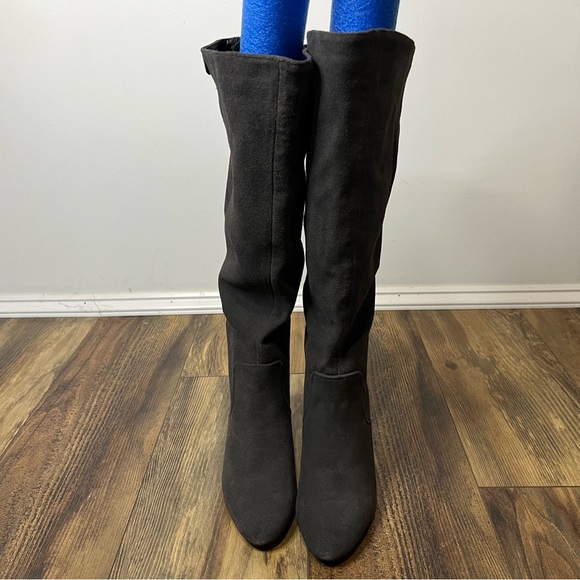 ALFANI Nessii Step 'N Flex Wide-Calf Knee High Dress Boots Sz 7 NWT Gray Leather - Picture 2 of 12